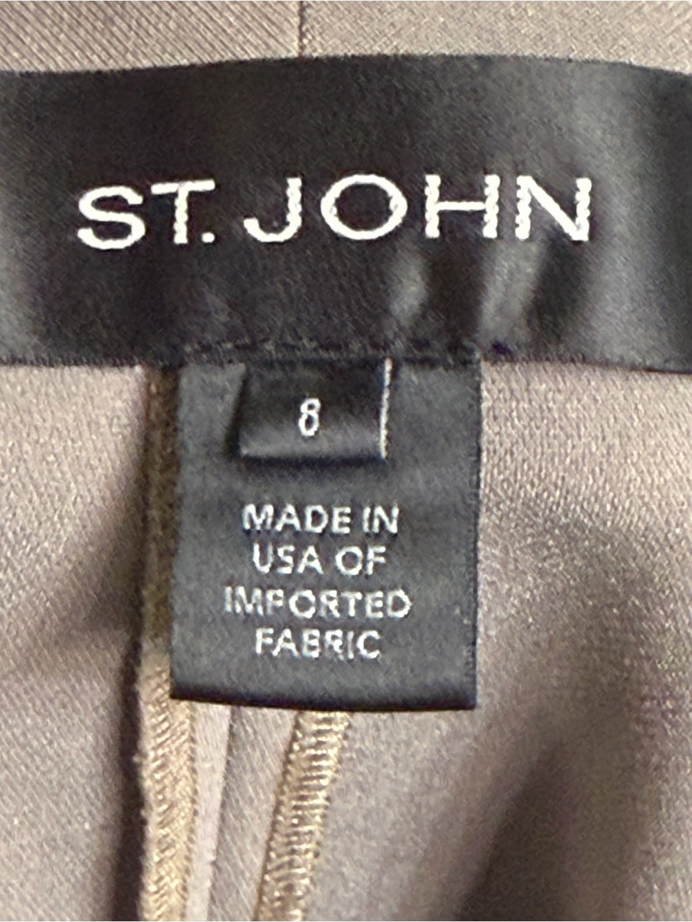 St. John Taupe Wide Leg Trouser Dress Pants Sz 8 Stretch Crepe Career - Picture 8 of 8
